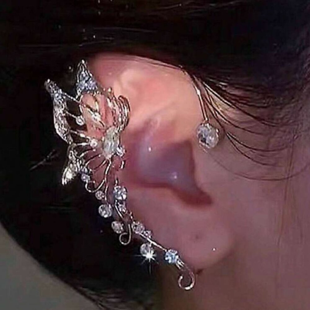 1pc Fashionable And Elegant Butterfly Shaped Rhinestone Ear Clip For Women